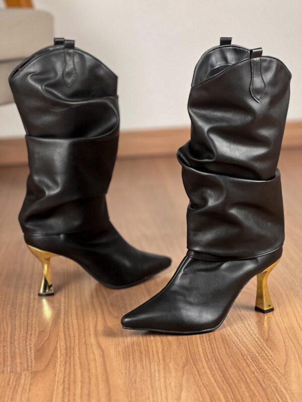 Bota Slouchy Western Cano Médio Salto Cromado 891C9145 - Imagem 5