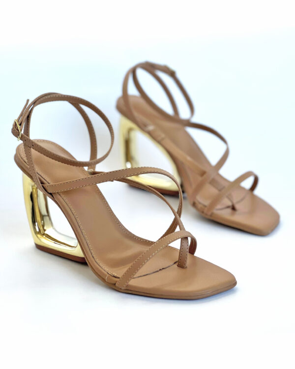 Sandalia Salto Cromado Tiras 889C9099