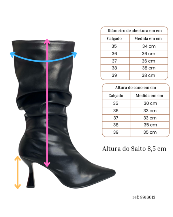 Bota Slouchy Cano Médio Salto Pintado 8916013 - Imagem 9