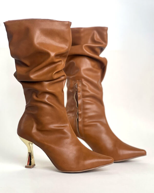 Bota Slouchy Cano Médio Salto Cromado 891C6013