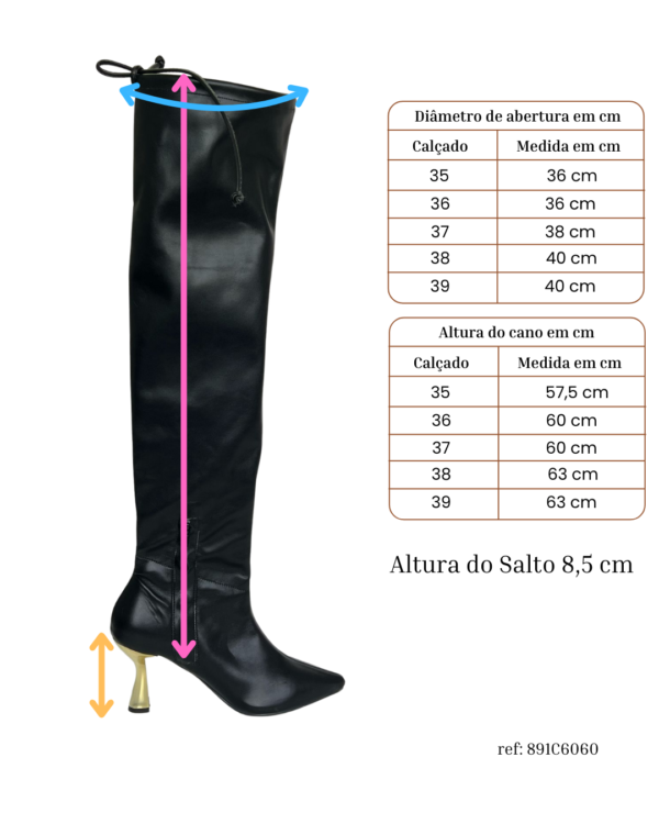 Bota Over Strech com Amarração Salto Cromado 891C6060 - Imagem 2