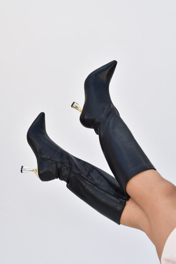 Bota Cano Alto Lisa Salto Cromado 891C6073